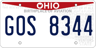 OH license plate GOS8344