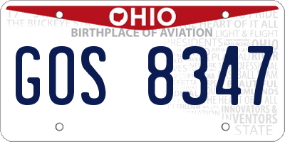 OH license plate GOS8347