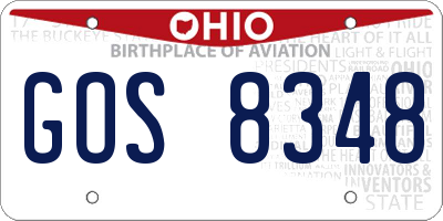 OH license plate GOS8348