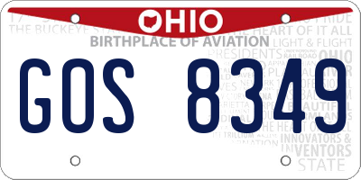 OH license plate GOS8349