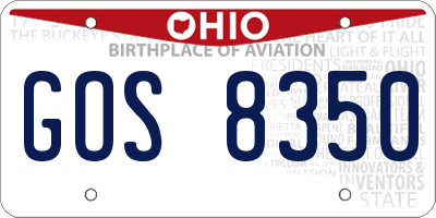 OH license plate GOS8350