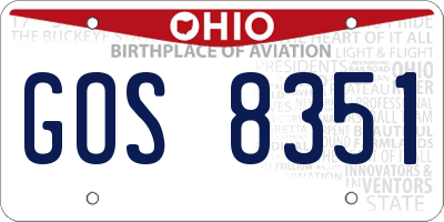 OH license plate GOS8351