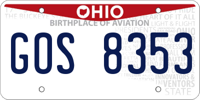 OH license plate GOS8353