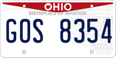 OH license plate GOS8354