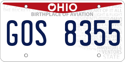 OH license plate GOS8355