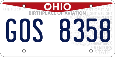 OH license plate GOS8358
