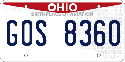 OH license plate GOS8360