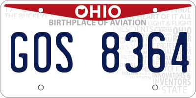 OH license plate GOS8364