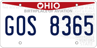 OH license plate GOS8365