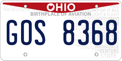 OH license plate GOS8368