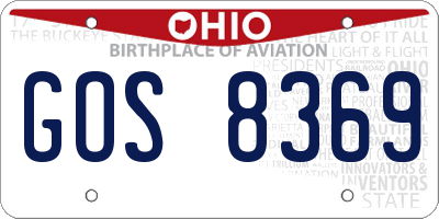 OH license plate GOS8369