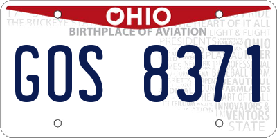 OH license plate GOS8371