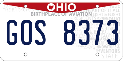 OH license plate GOS8373