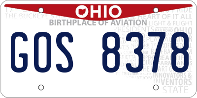 OH license plate GOS8378