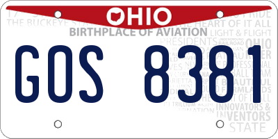 OH license plate GOS8381