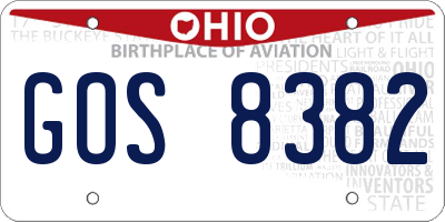 OH license plate GOS8382