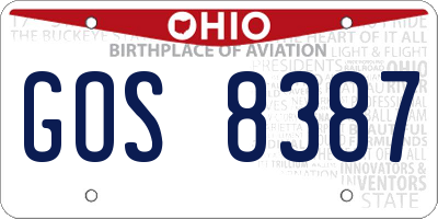 OH license plate GOS8387