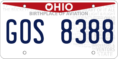 OH license plate GOS8388