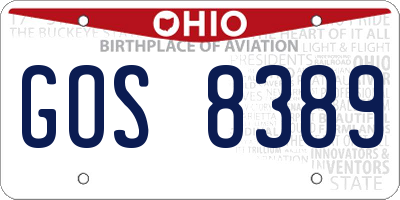 OH license plate GOS8389