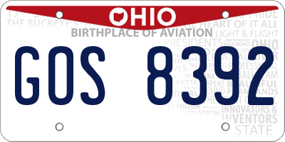 OH license plate GOS8392