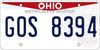 OH license plate GOS8394
