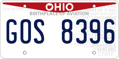 OH license plate GOS8396