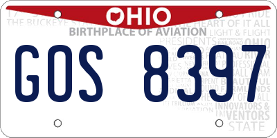 OH license plate GOS8397