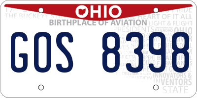 OH license plate GOS8398