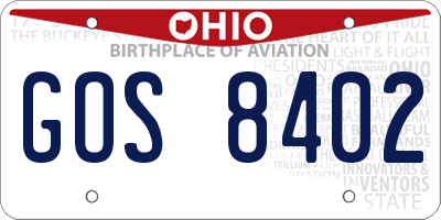 OH license plate GOS8402