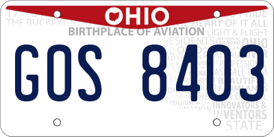 OH license plate GOS8403