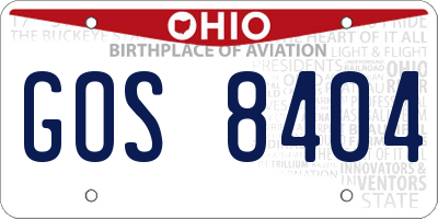 OH license plate GOS8404