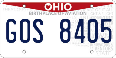 OH license plate GOS8405