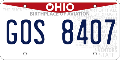 OH license plate GOS8407