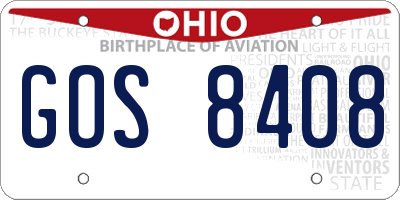 OH license plate GOS8408