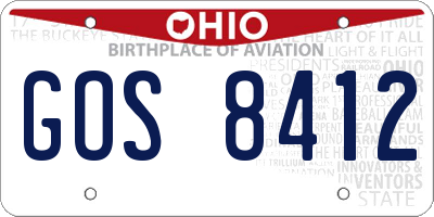 OH license plate GOS8412