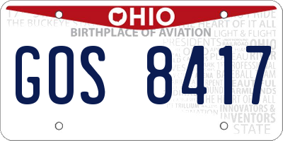 OH license plate GOS8417
