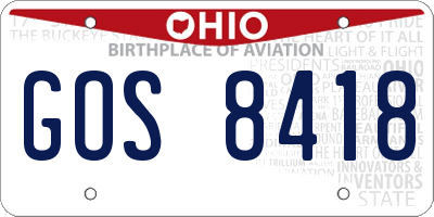 OH license plate GOS8418