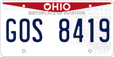 OH license plate GOS8419
