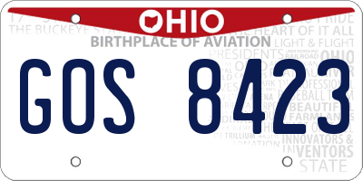 OH license plate GOS8423