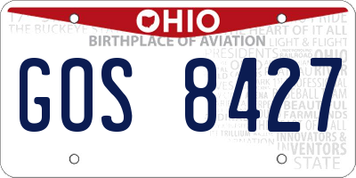 OH license plate GOS8427