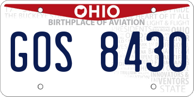 OH license plate GOS8430