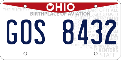 OH license plate GOS8432