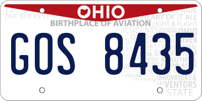 OH license plate GOS8435