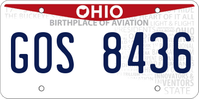 OH license plate GOS8436
