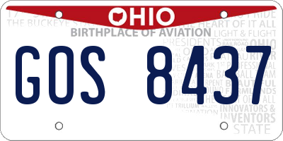 OH license plate GOS8437