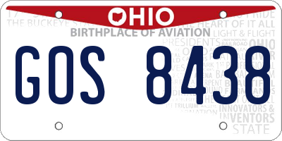 OH license plate GOS8438