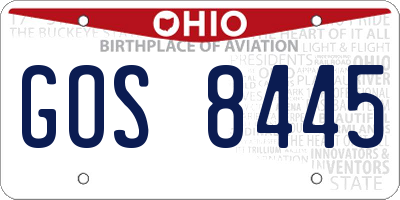 OH license plate GOS8445