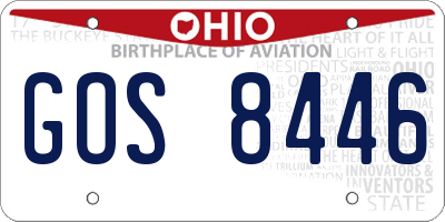 OH license plate GOS8446