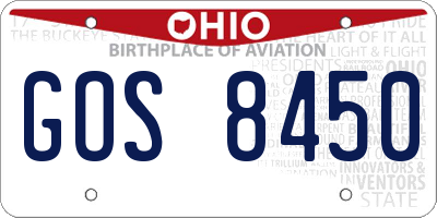 OH license plate GOS8450