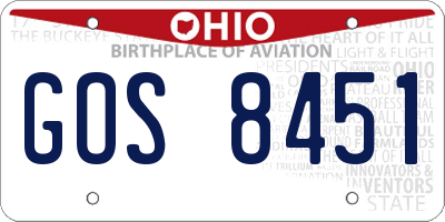 OH license plate GOS8451